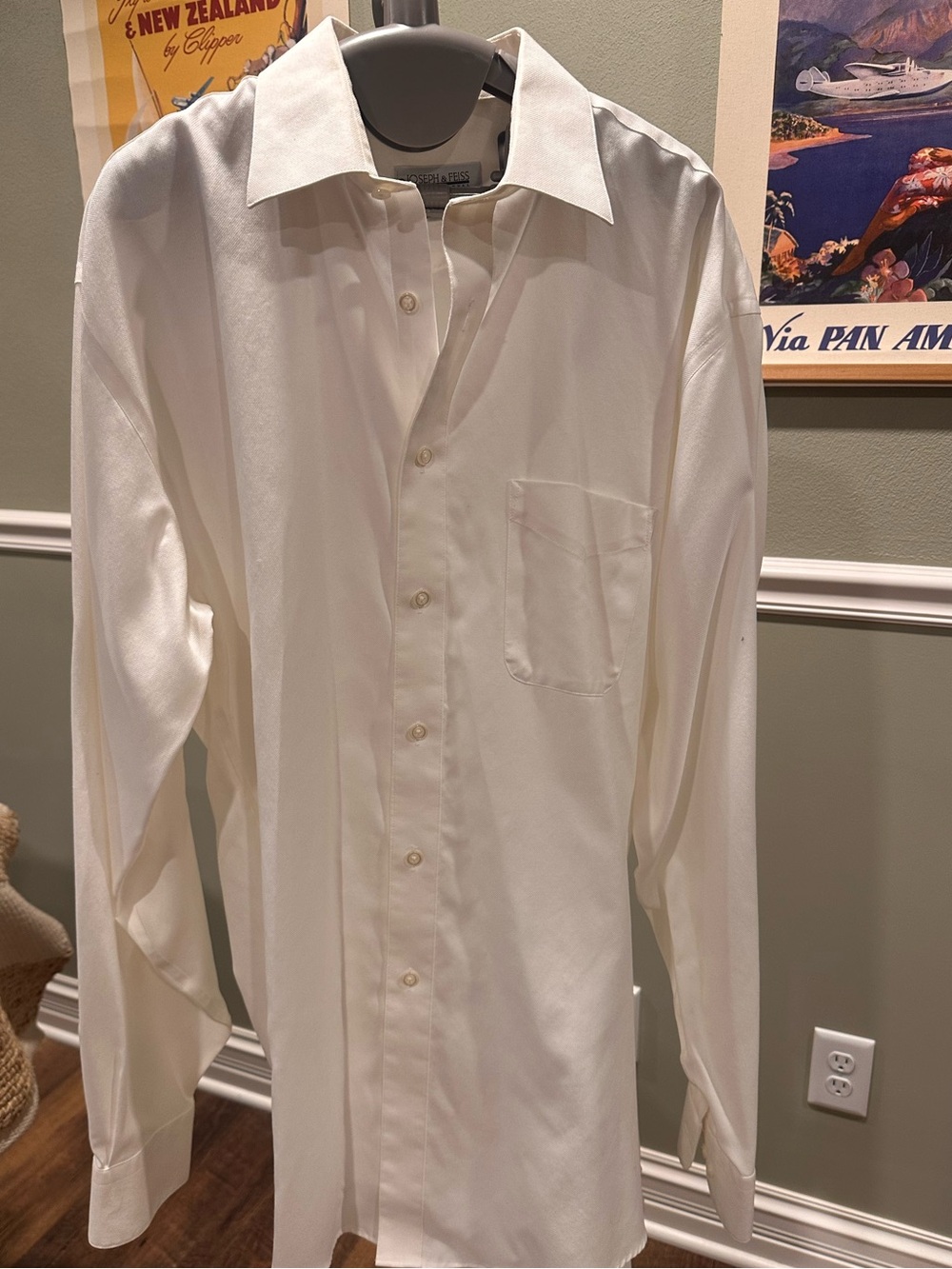 Men’s Joseph & Feiss White Long-Sleeve Dress Shirt -Size 36/37- Neck Size 16